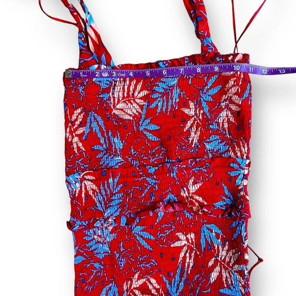 Lost + Wander Still On Vacay Mini Dress Red Sleeveless Size XS Tropical Print - Picture 9 of 15